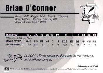2005 Grandstand Mississippi Braves #NNO Brian O'Connor Back