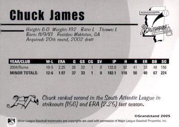 2005 Grandstand Mississippi Braves #NNO Chuck James Back