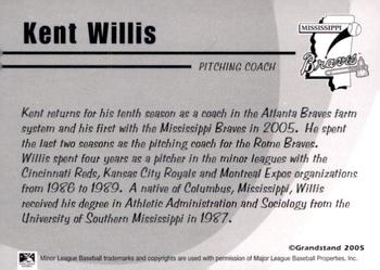 2005 Grandstand Mississippi Braves #NNO Kent Willis Back