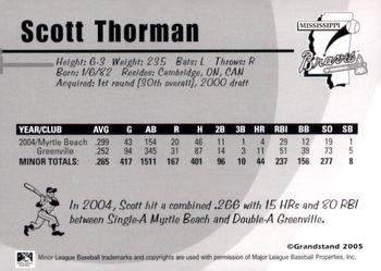 2005 Grandstand Mississippi Braves #NNO Scott Thorman Back