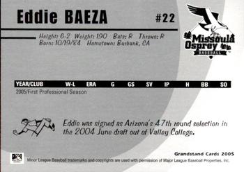 2005 Grandstand Missoula Osprey #2 Eddie Baeza Back