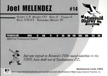 2005 Grandstand Missoula Osprey #11 Joel Melendez Back