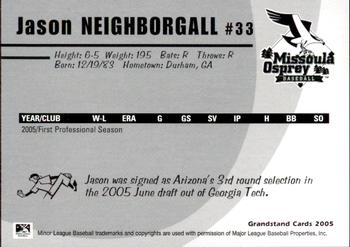2005 Grandstand Missoula Osprey #12 Jason Neighborgall Back