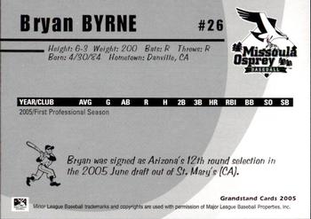 2005 Grandstand Missoula Osprey #15 Bryan Byrne Back