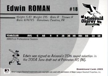 2005 Grandstand Missoula Osprey #25 Edwin Roman Back