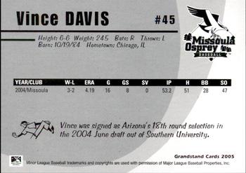 2005 Grandstand Missoula Osprey #33 Vince Davis Back