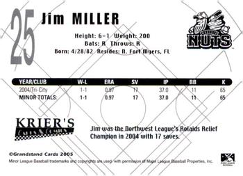 2005 Grandstand Modesto Nuts #NNO Jim Miller Back