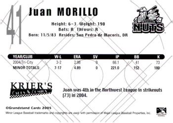 2005 Grandstand Modesto Nuts #NNO Juan Morillo Back