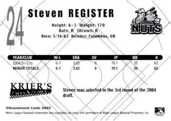 2005 Grandstand Modesto Nuts #NNO Steven Register Back