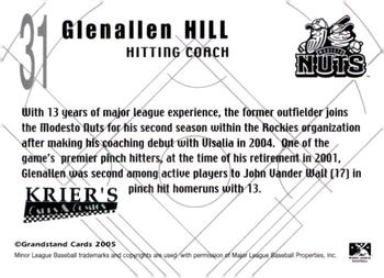 2005 Grandstand Modesto Nuts #NNO Glenallen Hill Back