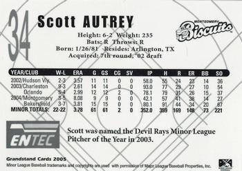 2005 Grandstand Montgomery Biscuits #23 Scott Autrey Back