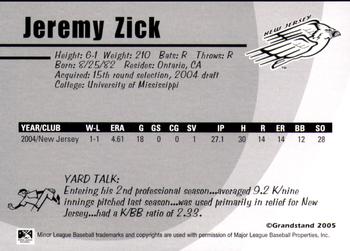 2005 Grandstand New Jersey Cardinals #NNO Jeremy Zick Back