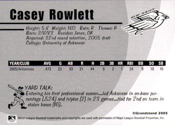 2005 Grandstand New Jersey Cardinals #NNO Casey Rowlett Back