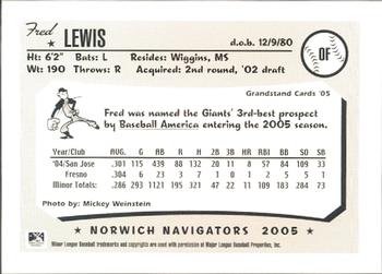 2005 Grandstand Norwich Navigators #NNO Fred Lewis Back