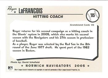 2005 Grandstand Norwich Navigators #NNO Roger LaFrancois Back