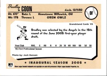 2005 Grandstand Orem Owlz #NNO Bradley Coon Back