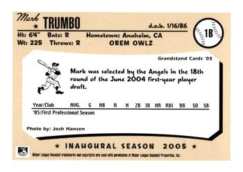 2005 Grandstand Orem Owlz #NNO Mark Trumbo Back
