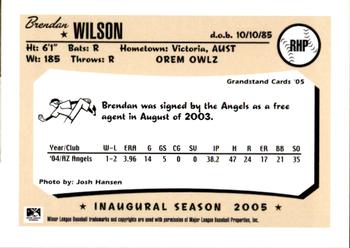 2005 Grandstand Orem Owlz #NNO Brendan Wilson Back
