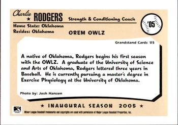 2005 Grandstand Orem Owlz #NNO Charles Rodgers Back