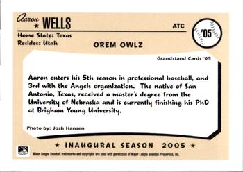 2005 Grandstand Orem Owlz #NNO Aaron Wells Back