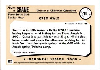 2005 Grandstand Orem Owlz #NNO Brett Crane Back