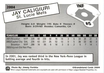 2004 Grandstand St. Lucie Mets #NNO Jay Caligiuri Back