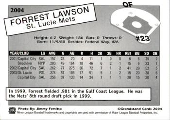 2004 Grandstand St. Lucie Mets #NNO Forrest Lawson Back