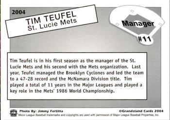 2004 Grandstand St. Lucie Mets #NNO Tim Teufel Back