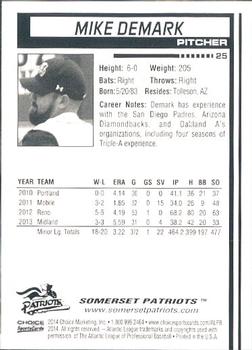 2014 Choice Somerset Patriots #25 Mike Demark Back