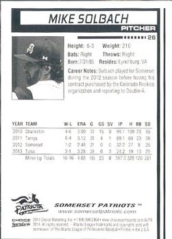 2014 Choice Somerset Patriots #26 Mike Solbach Back
