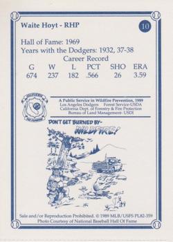 1989 Los Angeles Dodgers Greats Smokey #10 Waite Hoyt Back
