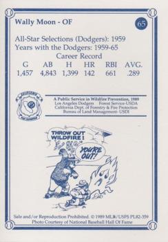 1989 Los Angeles Dodgers Greats Smokey #65 Wally Moon Back