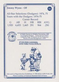 1989 Los Angeles Dodgers Greats Smokey #86 Jimmy Wynn Back