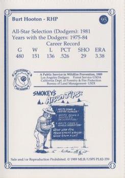 1989 Los Angeles Dodgers Greats Smokey #95 Burt Hooton Back