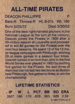 1983 TCMA All-Time Pittsburgh Pirates Blue Frame #9 Deacon Phillippe Back