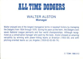 1980 TCMA All Time Brooklyn/Los Angeles Dodgers (Blue Backs) #012 Walter Alston Back