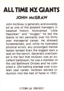 1980 TCMA All Time New York Giants (Black Backs) #0012 John McGraw Back