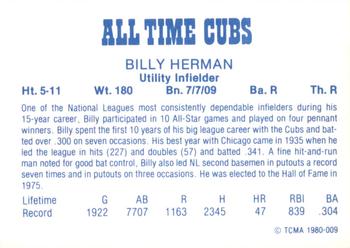 1980 TCMA All Time Chicago Cubs #009 Billy Herman Back