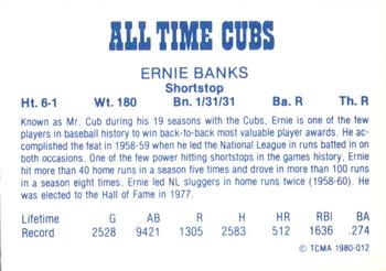 1980 TCMA All Time Chicago Cubs #012 Ernie Banks Back