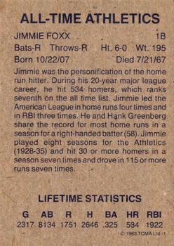 1983 TCMA All-Time Philadelphia/Kansas City Athletics #1 Jimmie Foxx Back