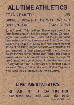 1983 TCMA All-Time Philadelphia/Kansas City Athletics #3 Frank Baker Back