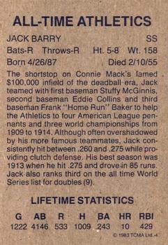 1983 TCMA All-Time Philadelphia/Kansas City Athletics #4 Jack Barry Back
