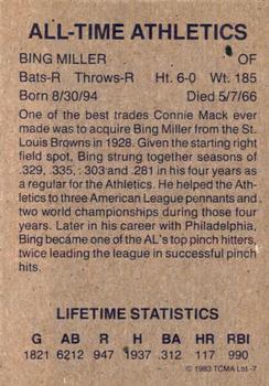 1983 TCMA All-Time Philadelphia/Kansas City Athletics #7 Bing Miller Back