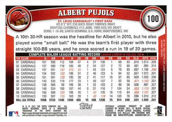 2011 Topps - Factory Set Bonus: Limited Edition #100 Albert Pujols Back