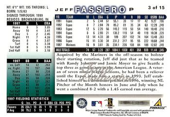 1998 Score Seattle Mariners #3 Jeff Fassero Back