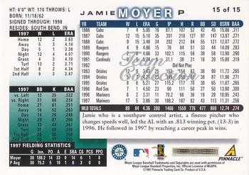 1998 Score Seattle Mariners #15 Jamie Moyer Back