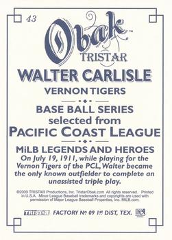 2009 TriStar Obak #43 Walter Carlisle Back