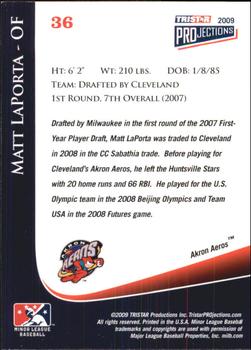 2009 TriStar PROjections #36 Matt LaPorta Back