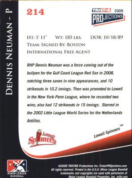 2009 TriStar PROjections #214 Dennis Neuman Back