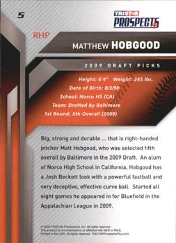 2009 TriStar Prospects Plus #5a Matthew Hobgood Back